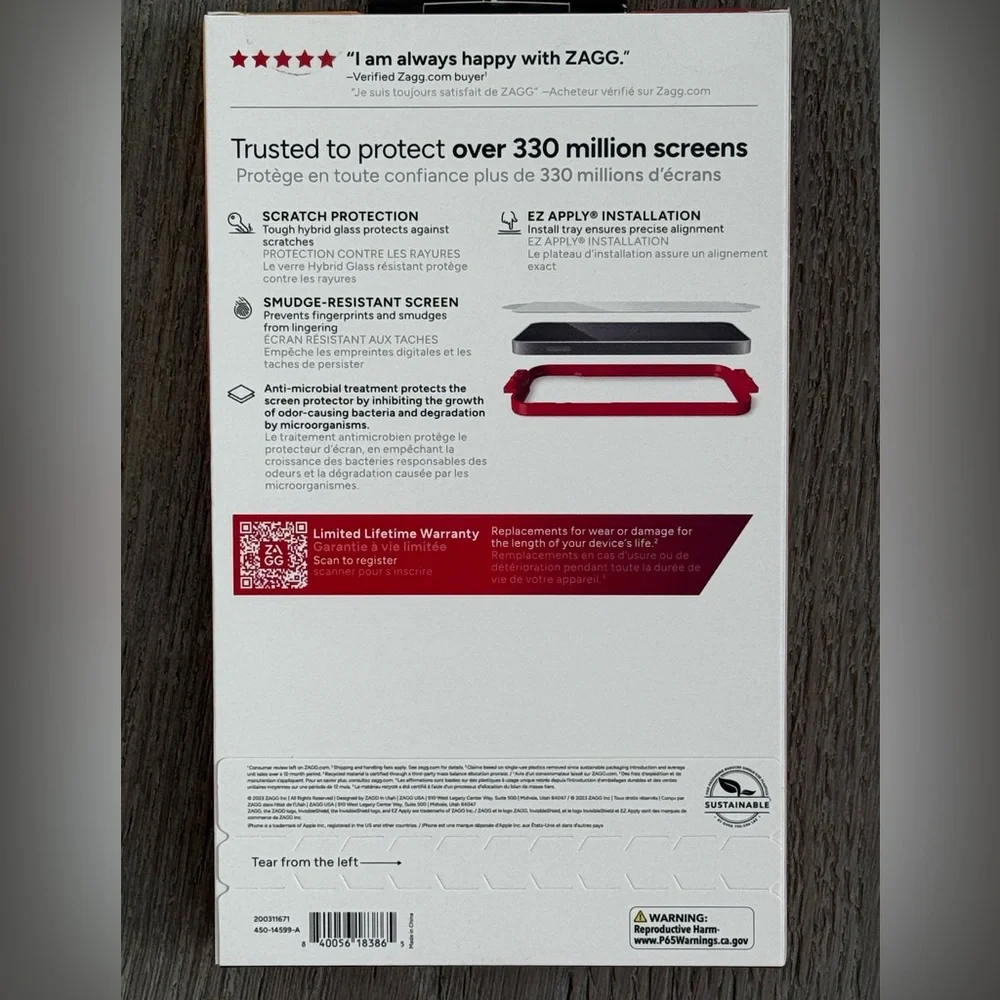 ZAGG Hybrid Glass InvisibleShield Scratch Resistant Screen Protector iPhone15Pro